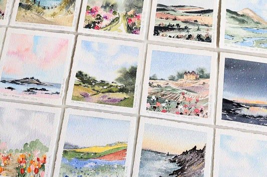 départements français à l'aquarelle minimaliste