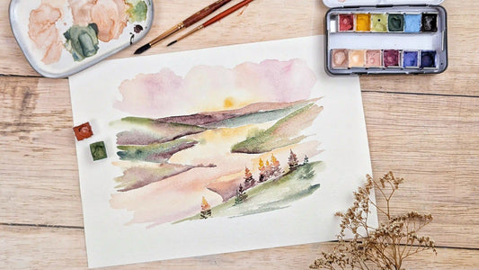 Painting an autumn landscape in watercolour