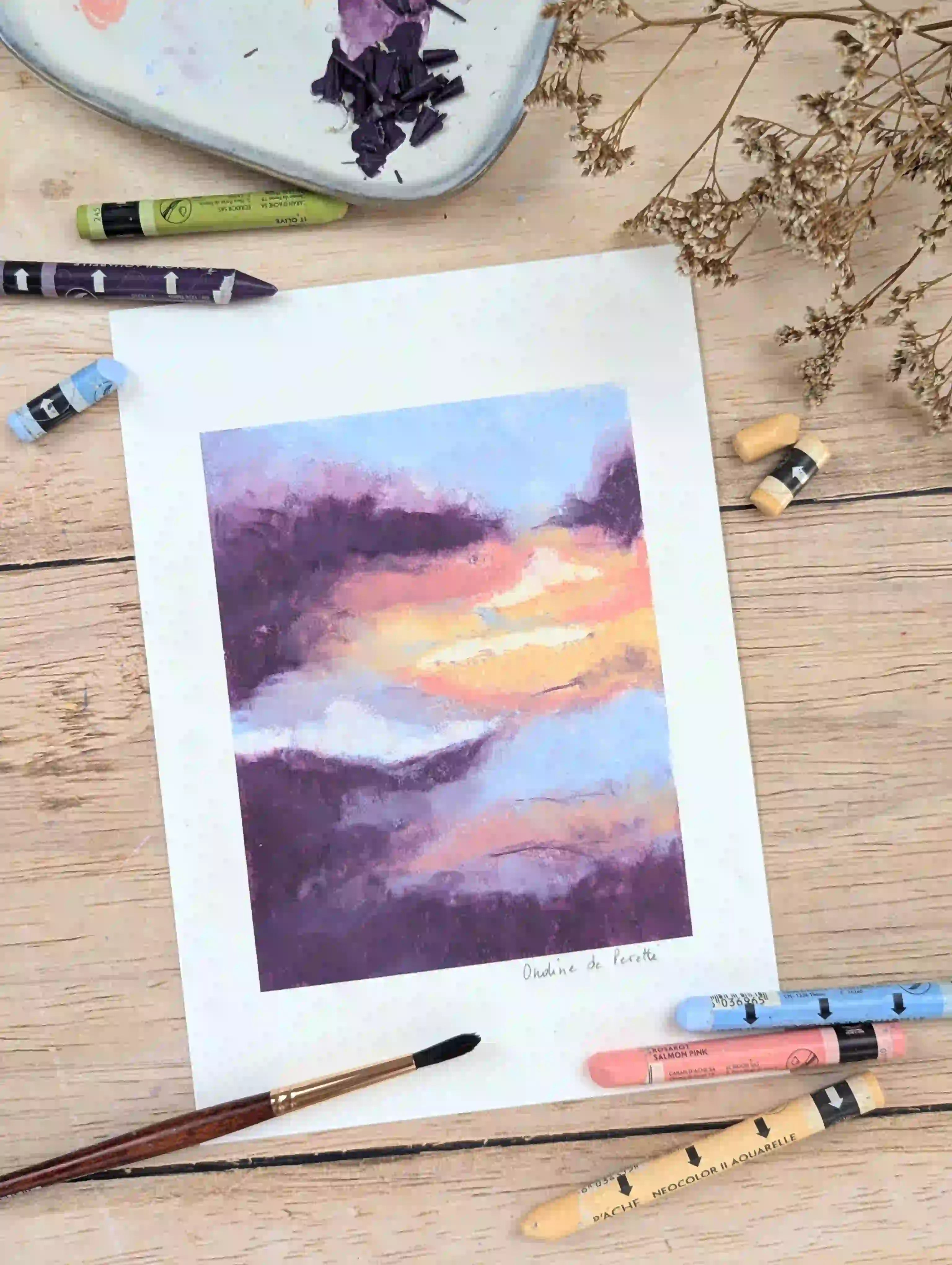 modèle ciel pastels aquarellables
