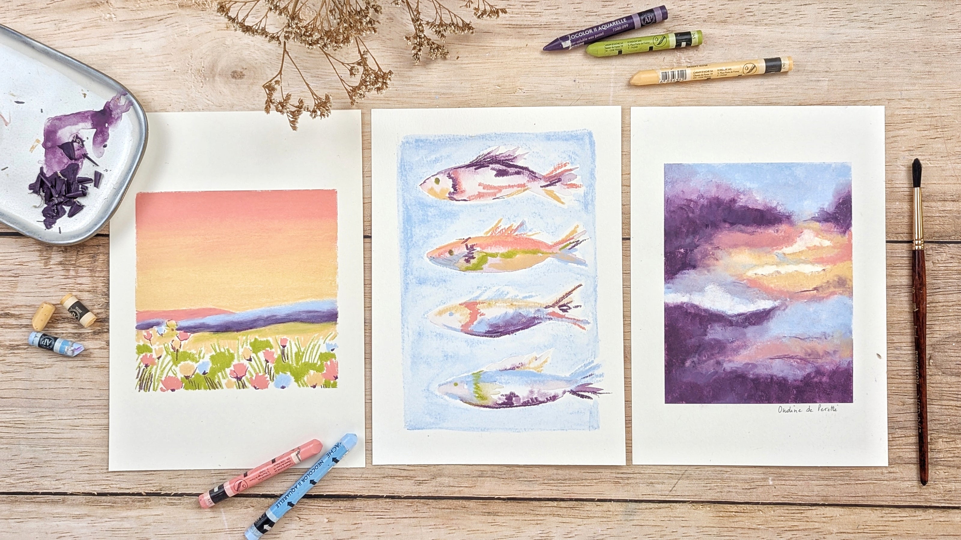 challenge pastels aquarellables techniques humides et sèches