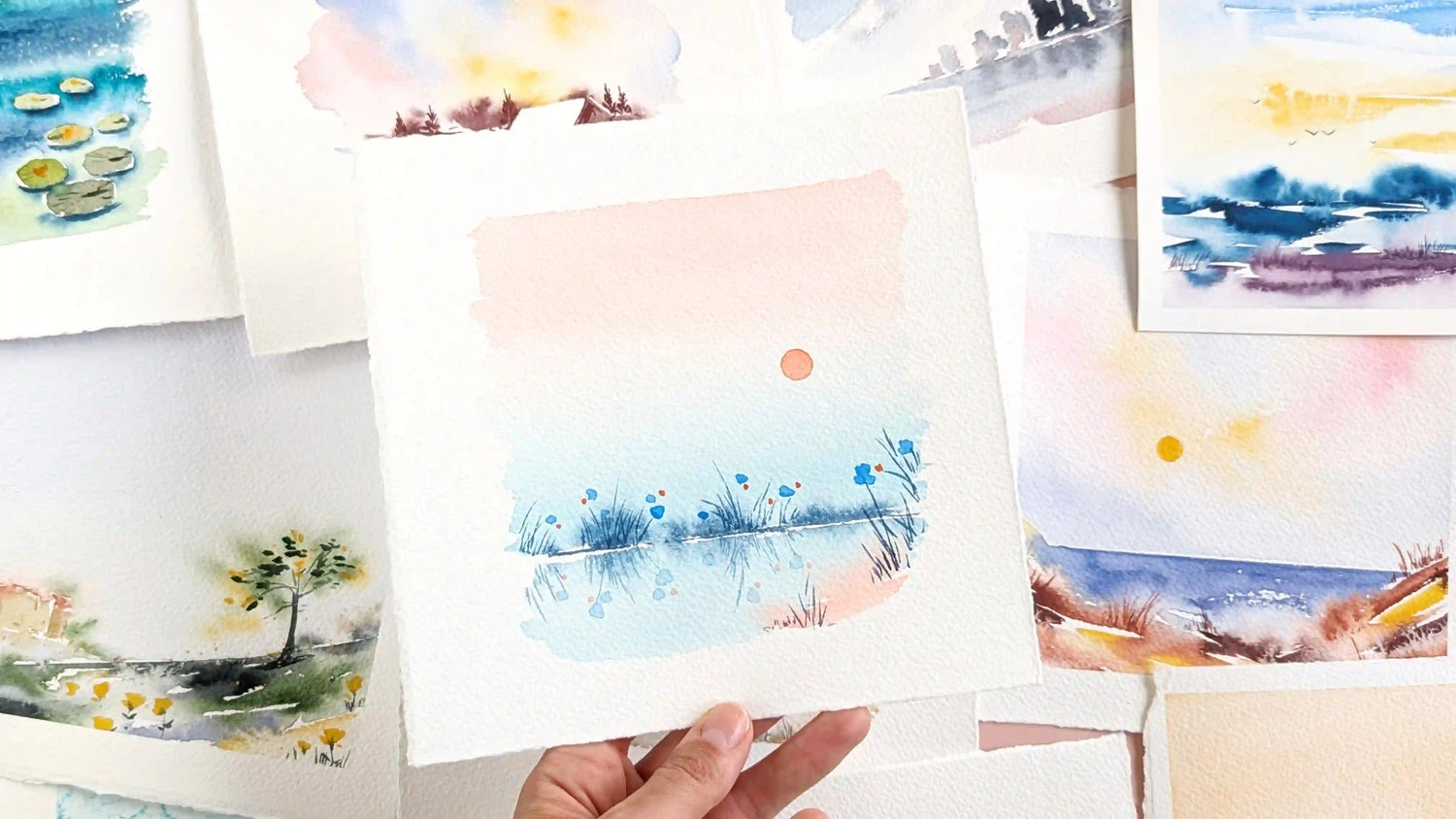 extrait cours en ligne aquarelle débutant paysage minimaliste