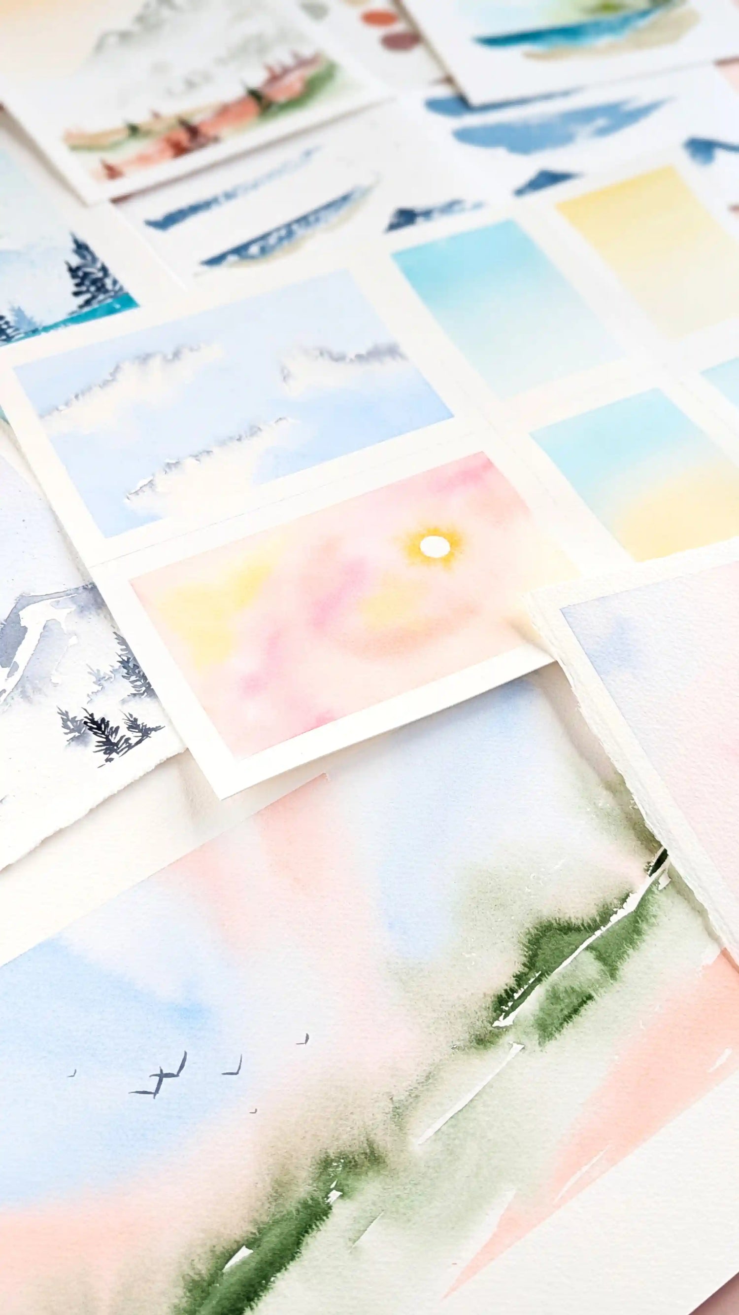 extrait cours en ligne aquarelle débutant paysage minimaliste