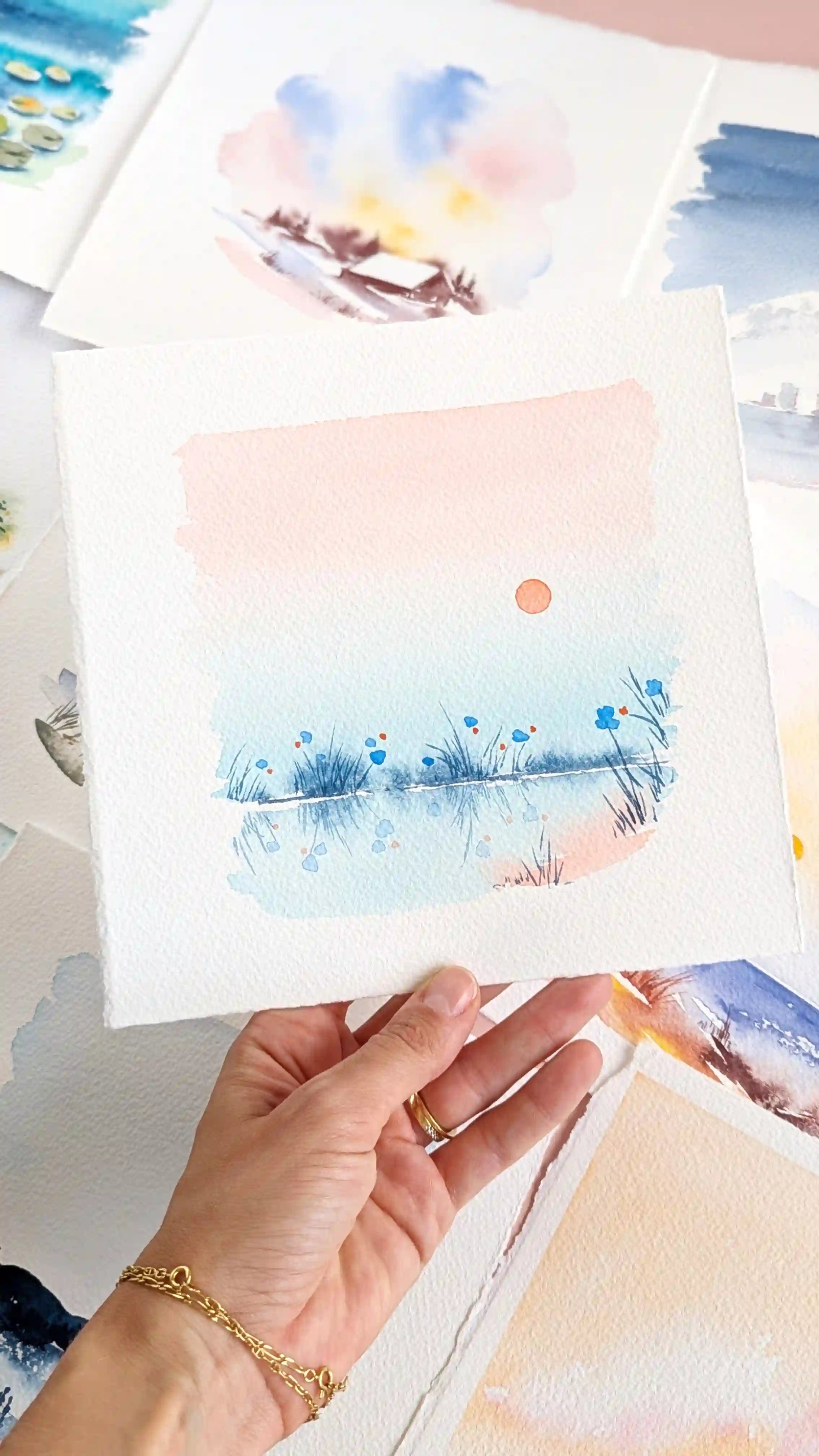 extrait cours en ligne aquarelle débutant paysage minimaliste