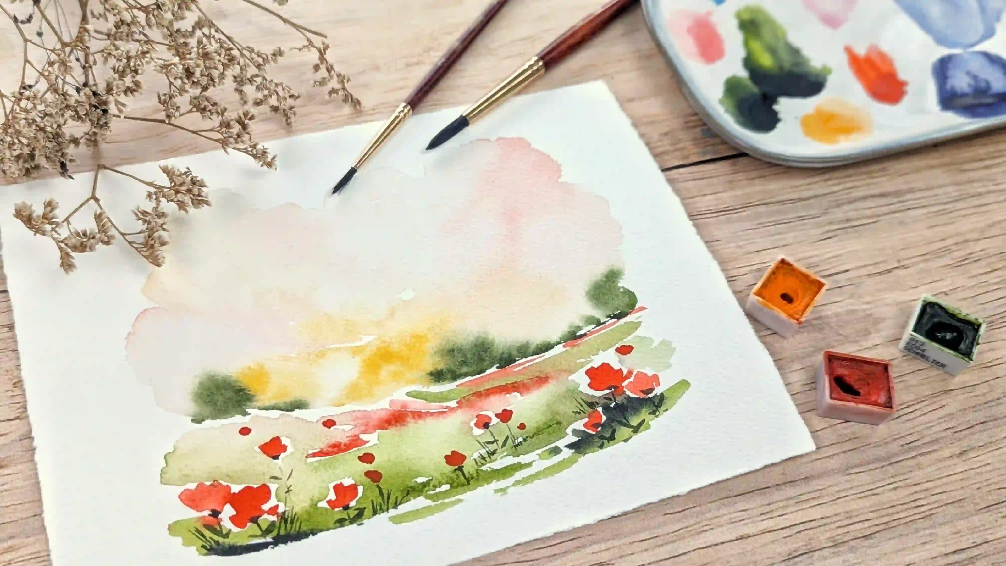 paysage tutoriel aquarelle mini cours gratuit