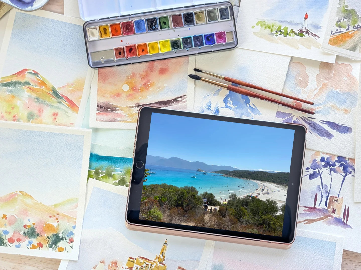 cours en ligne aquarelle paysages minimalistes niveau intermédiaire photo